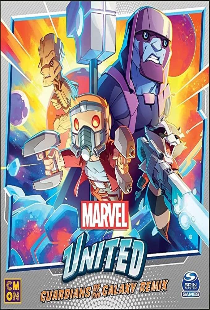 CMON Marvel United Guardians Remix expansion box art highlighting new heroes for cooperative play