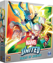 CMON Marvel United Tales of Asgard expansion Loki boss miniature on a dynamic battlefield for epic co-op battles.