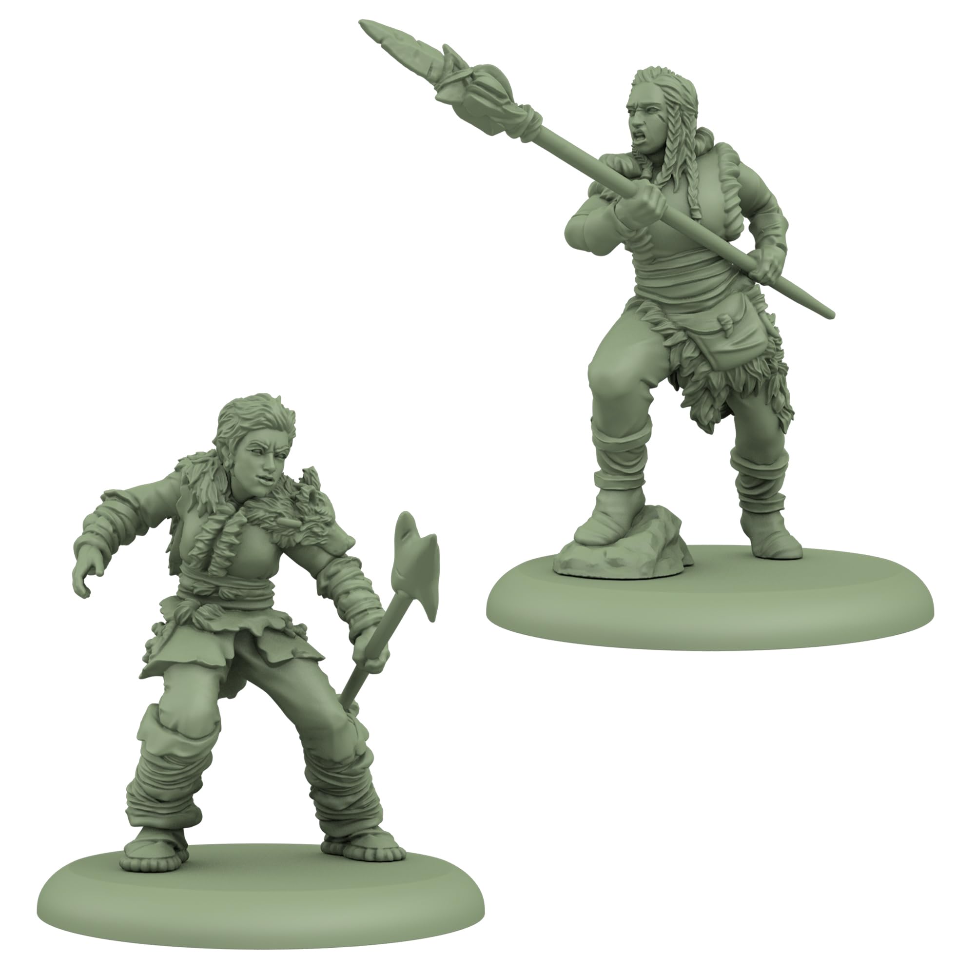 CMON spearwives figures ready for assembly, ideal for hobbyists building a Free Folk army.