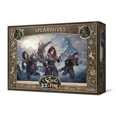 CMON spearwives unit box opened to reveal detailed figures and gear for immersive skirmishes.