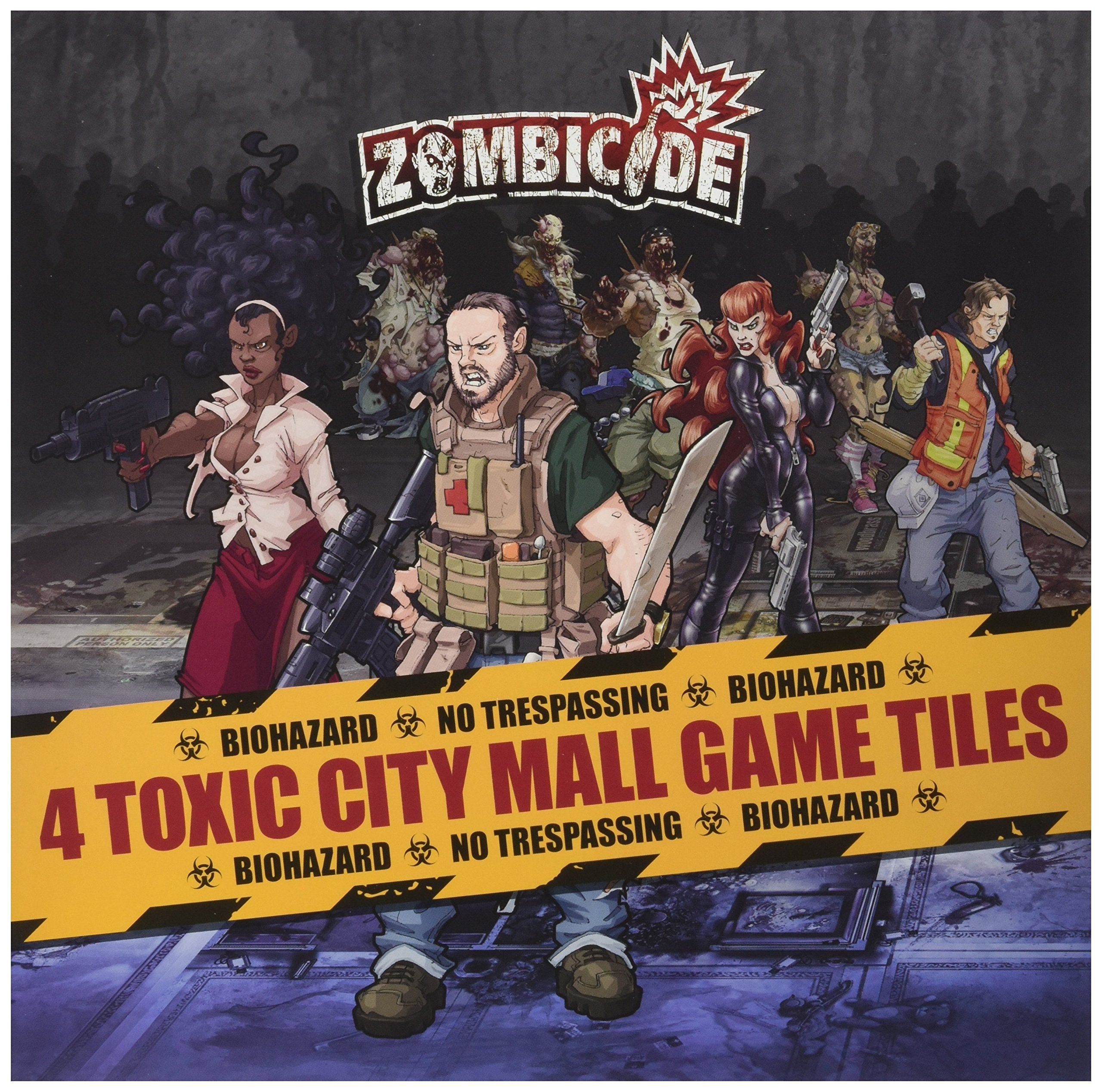 CMON Zombicide 4 Toxic City Mall tiles front view showing expanded map options