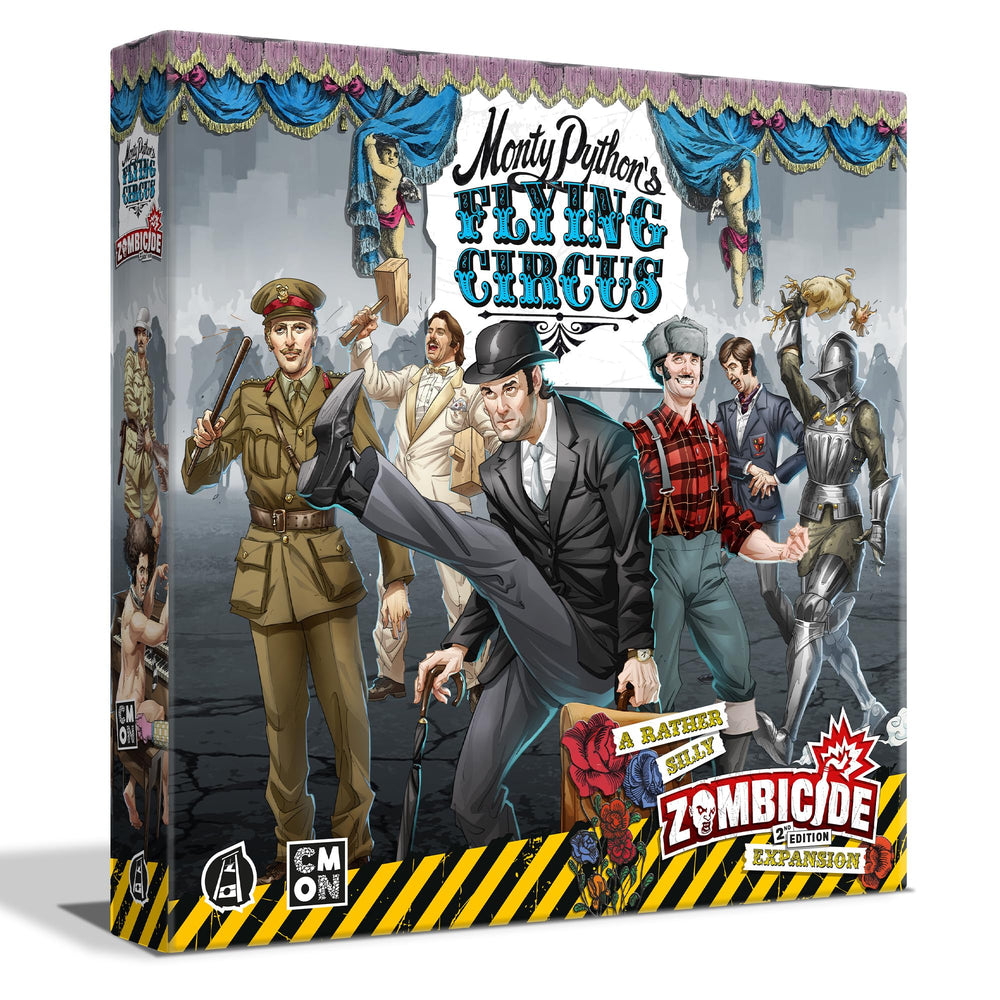 CMON Zombicide Monty Python cover art showing iconic characters for fun table presence