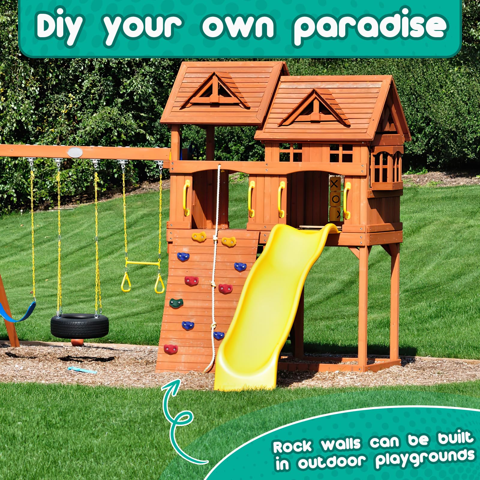 CMOOD indoor-outdoor rock wall enables versatile play spaces for children.