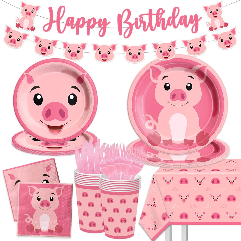 CMUSKO Pig birthday banner for festive decor and photo moments
