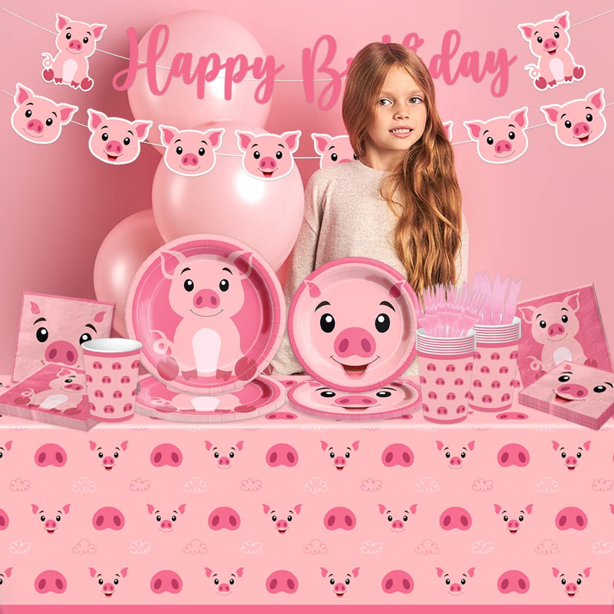 CMUSKO Pig tablecloth creates a clean surface with themed charm