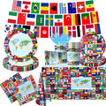 CMUSKO world flags plates provide vibrant color for a globe-trotter celebration and easy cleanup.
