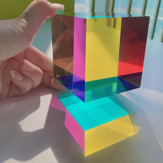 CMYCUBE CMY color cube angle view shows color mixing as you tilt.
