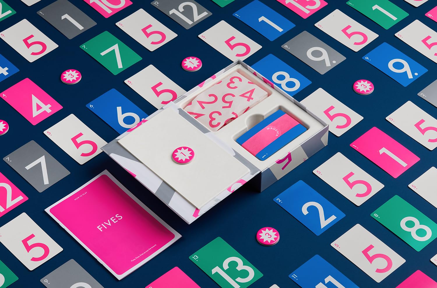 CMYK Fives Magenta Edition group game night, ideal for gatherings with friends and family.