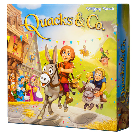 CMYK Quacks and Co. box front with family-friendly packaging and quick setup benefits