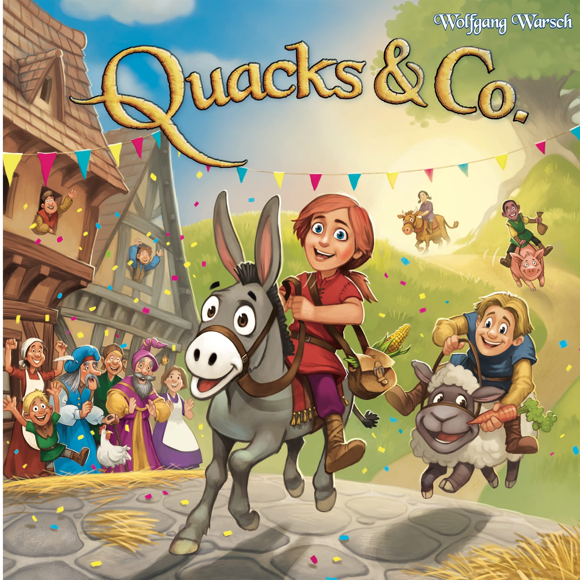 CMYK Quacks and Co. game components displayed for quick setup and vibrant play