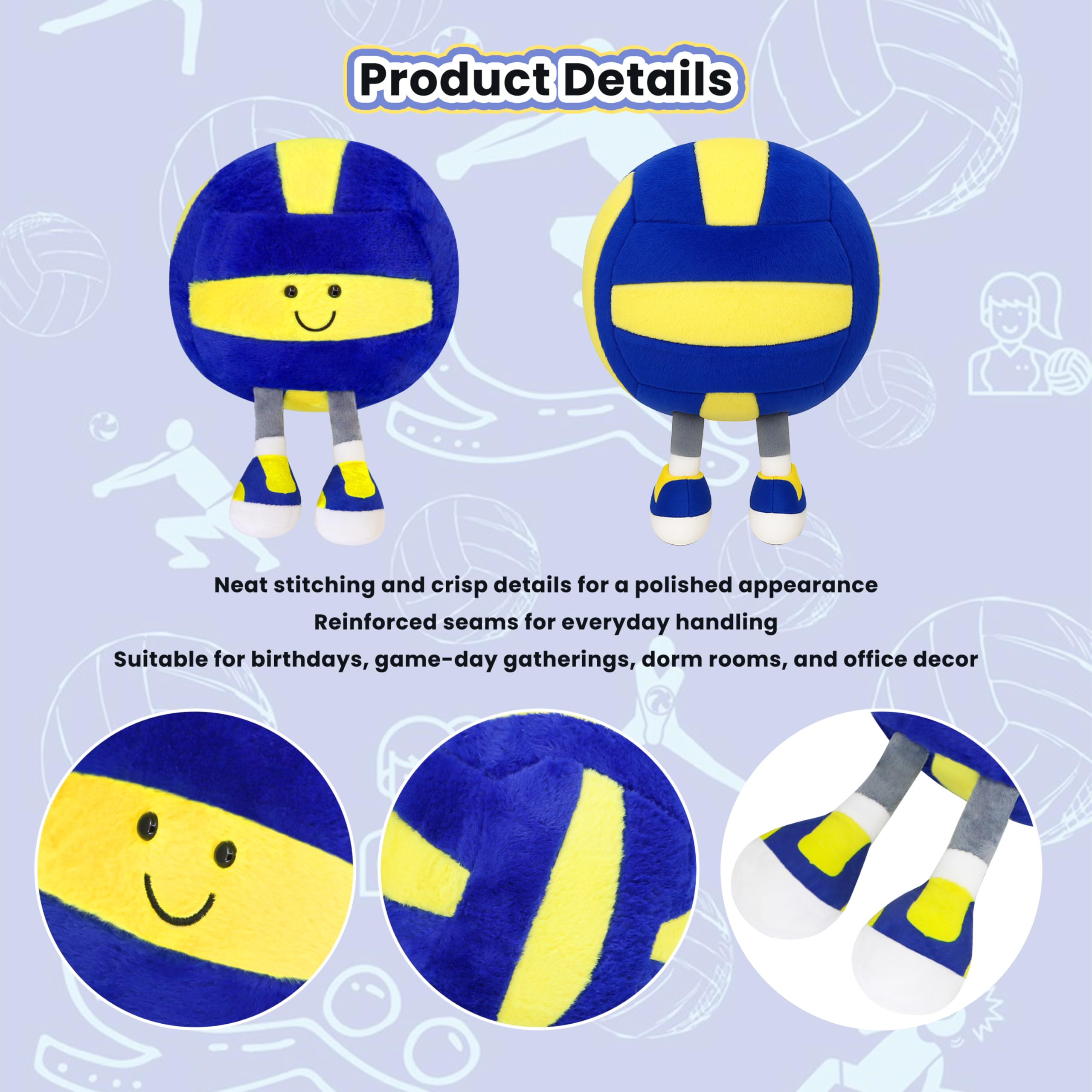 CNAANA plush volleyball toy versatile as pillow and cuddle buddy.