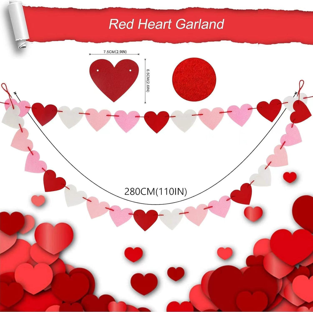 CNVOILA 110inch heart garland for fireplace creates a romantic focal point.