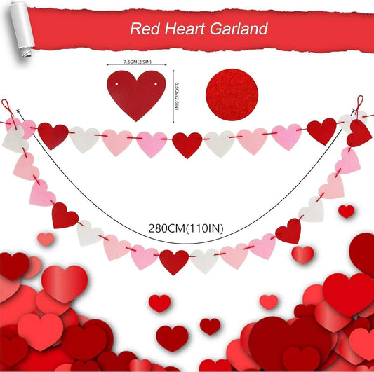 CNVOILA 110inch heart garland for fireplace creates a romantic focal point.