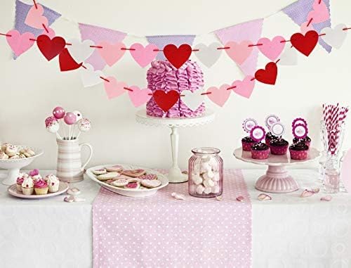 CNVOILA 110inch preassembled heart garland ready to hang.