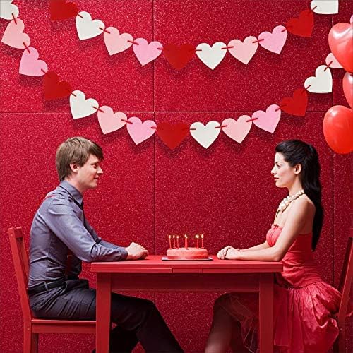 CNVOILA Valentines banner 110inch wall decor heart garland adds festive charm.