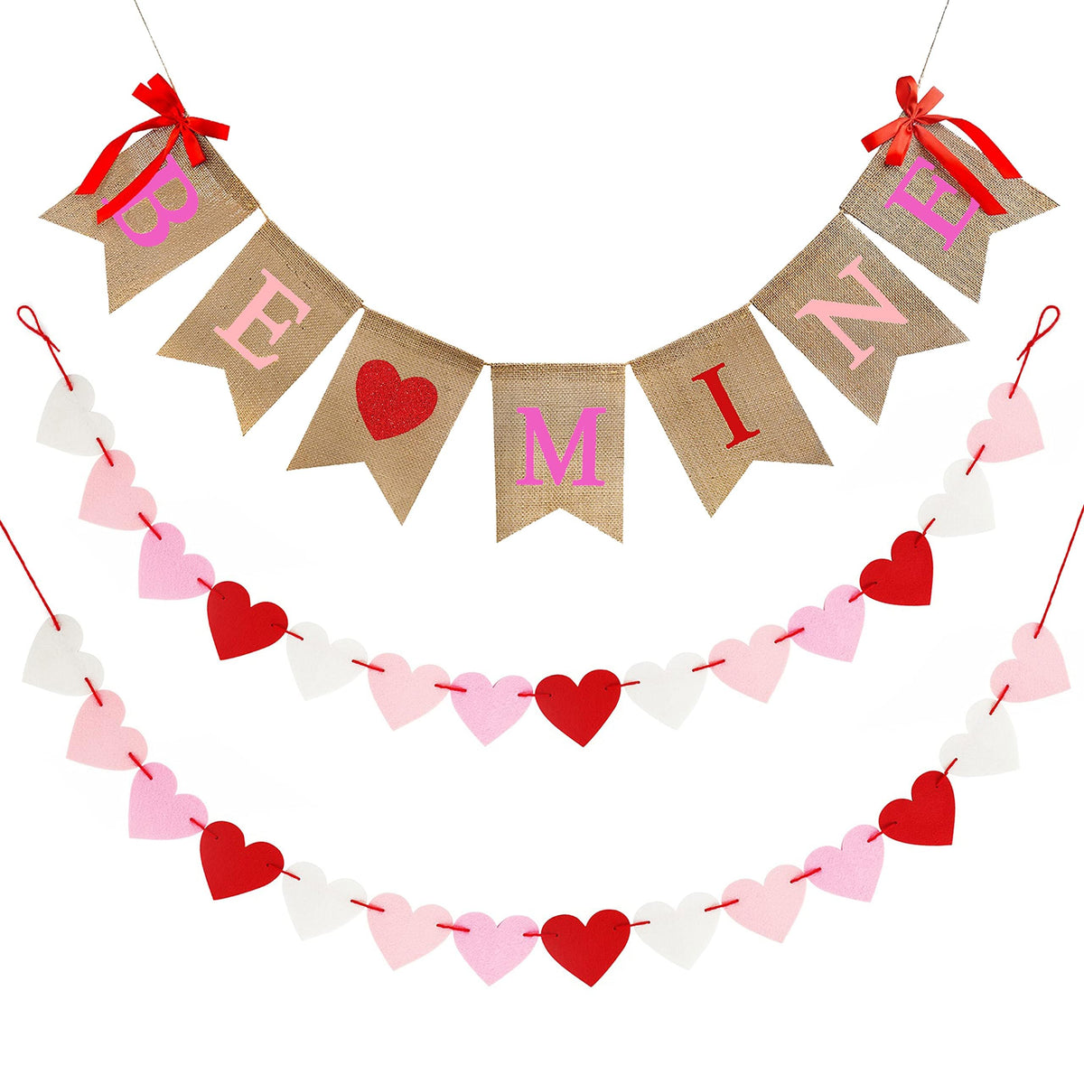 CNVOILA Be Mine burlap banner over mantel adds rustic Valentine charm