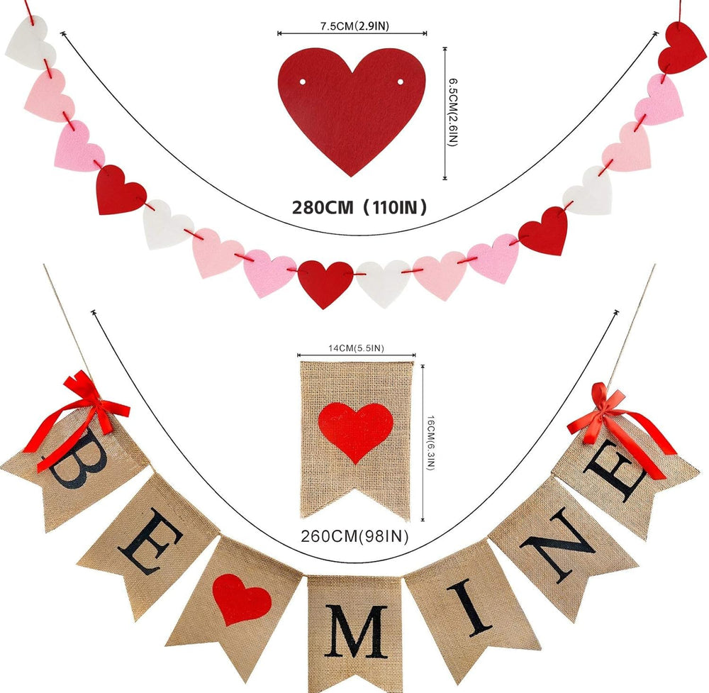 CNVOILA 28-piece felt heart garland adds warm Valentine's accents.
