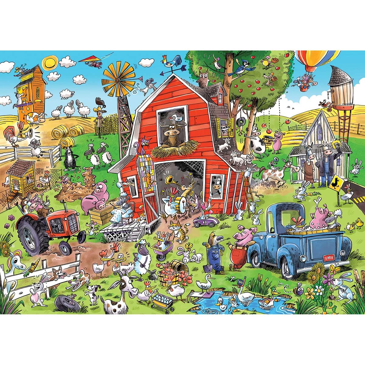 Cobble Hill DoodleTown Farmyard Folly poster included, ideal for framing after completion.
