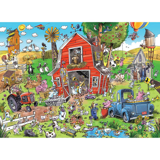 Cobble Hill DoodleTown Farmyard Folly poster included, ideal for framing after completion.