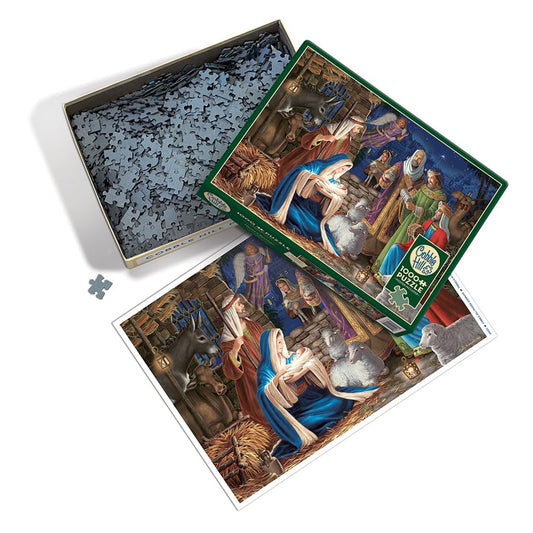 Cobble Hill Miracle in Bethlehem puzzle shows random-cut pieces for a varied challenge.