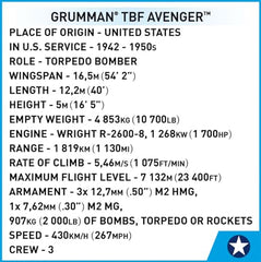 COBI Historical Collection WWII Grumman TBF Avenger authentic markings