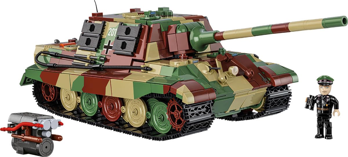 COBI Jagdtiger tank front view shows authentic markings for display