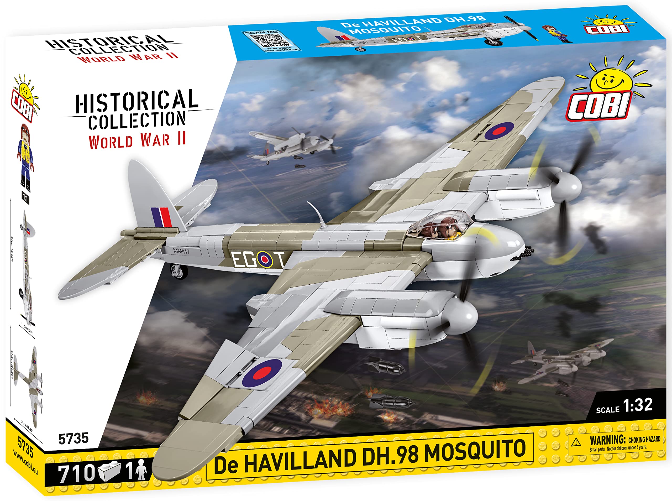 COBI Mosquito plane 1:32 scale ensures accurate proportions for collectors.