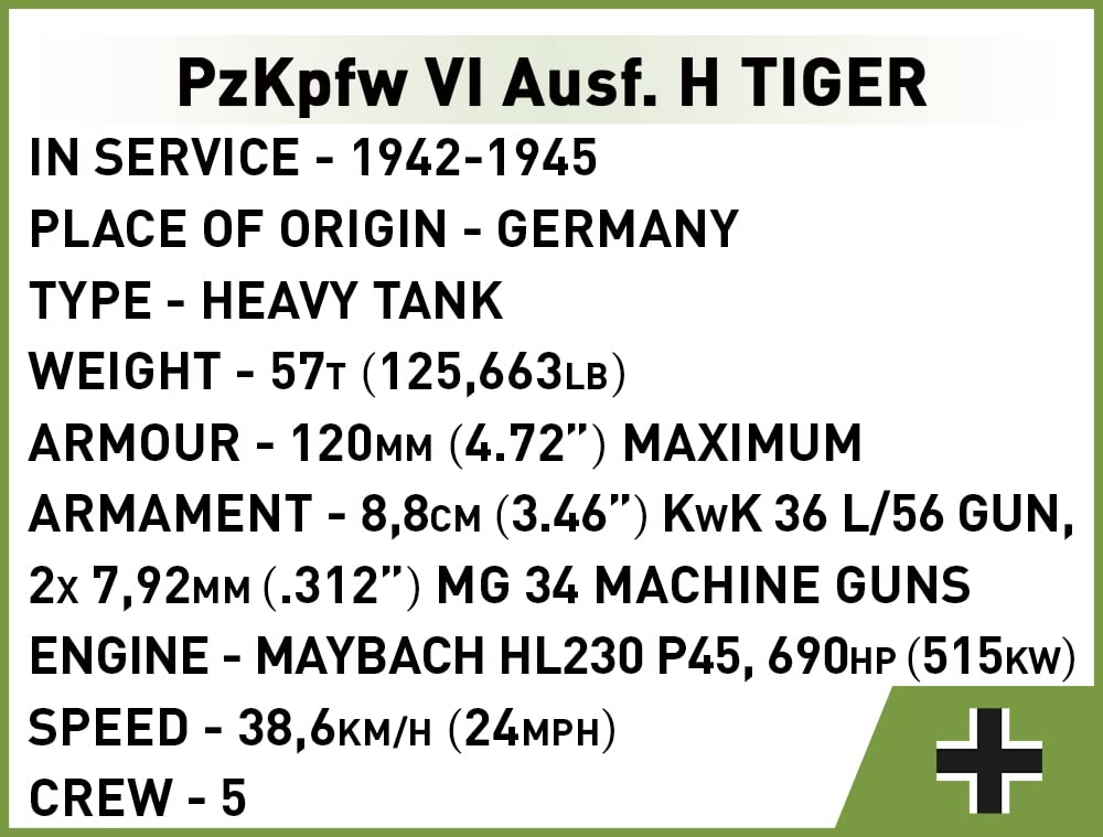 COBI Tiger 131 prints resist wear, preserving vibrant detailing.