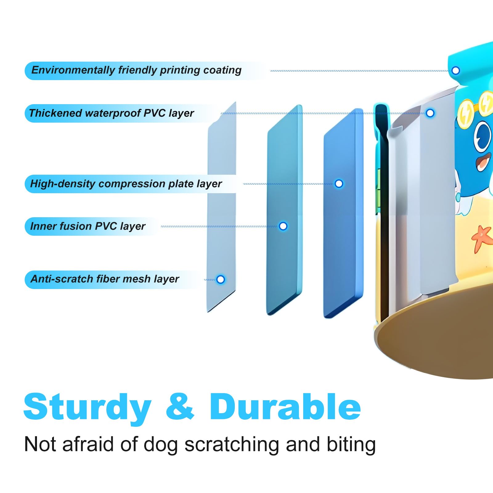 Pets cooling off in COBOPANDA pool with durable construction