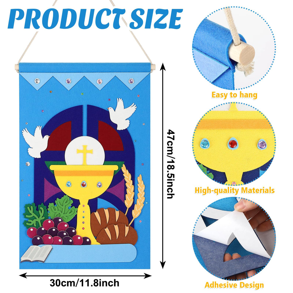 COCHIE banner patterns show wheat ears, grapes, crosses for faith learning
