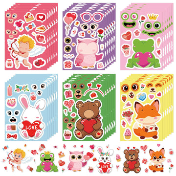 COCHIE Valentine’s Day face stickers for kids, 36 pieces, playful craft activity