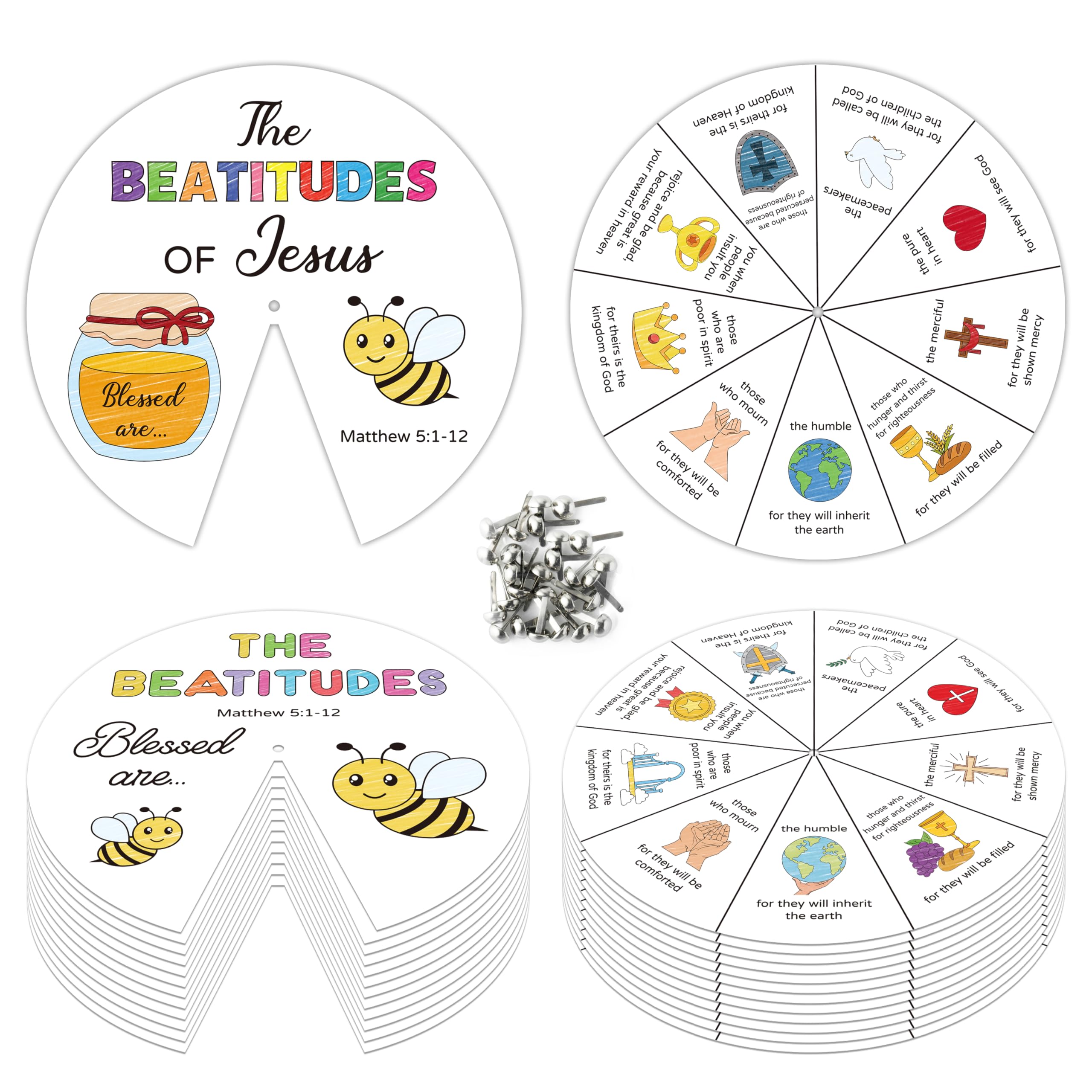 COcnny Beatitudes coloring wheel front view for engaging Bible crafts
