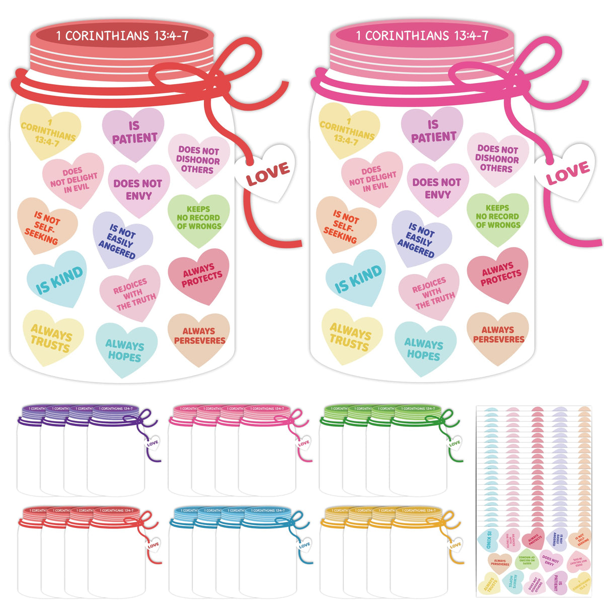 COcnny Love Candy Jar Cards display colorful classroom-friendly designs
