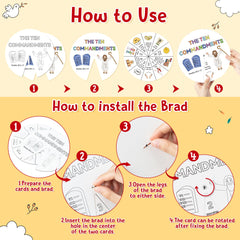 COcnny brads used for easy assembly and rotating card wheel