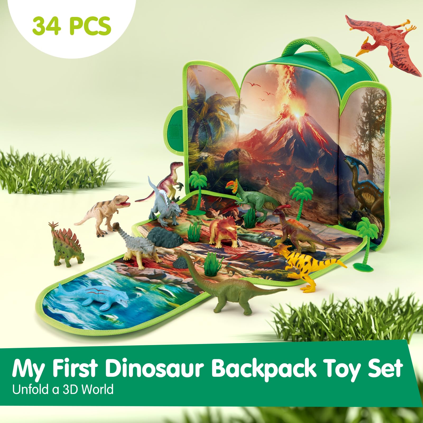 COCO&Friends foldable-3d-play-mat unfolds into a mini dino world