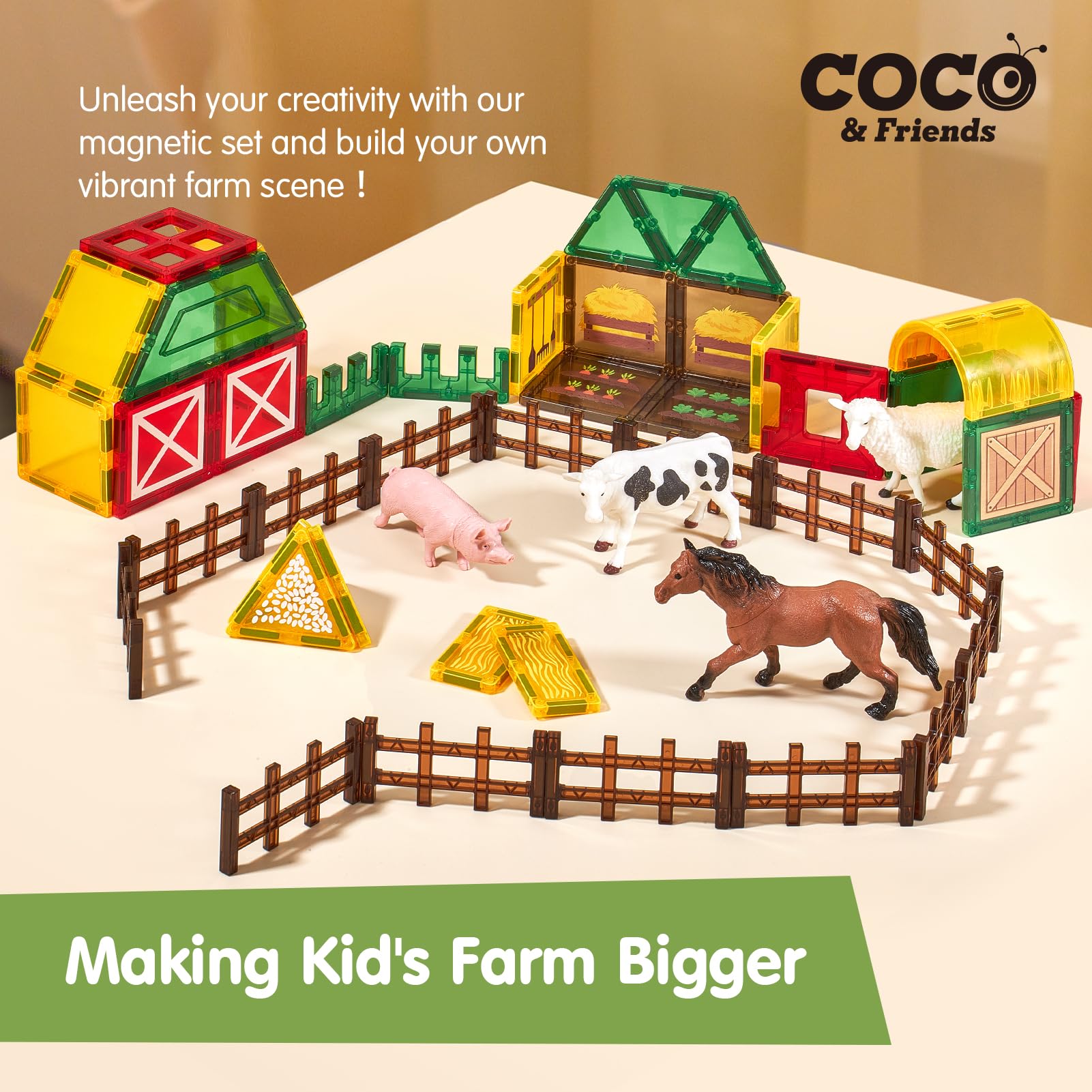 COCO&Friends magnetic tiles playset with broad brand compatibility