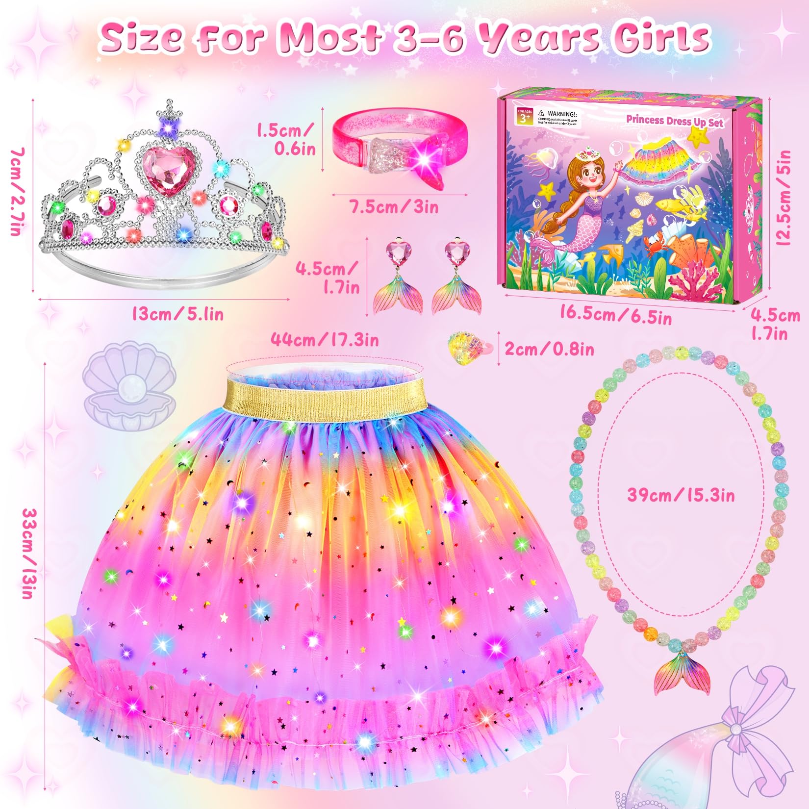 Cocojeci mermaid necklace and ear clips complete a coordinated sea princess look.