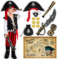 Cocojeci pirate costume box front, ready-to-gift adventure set for kids