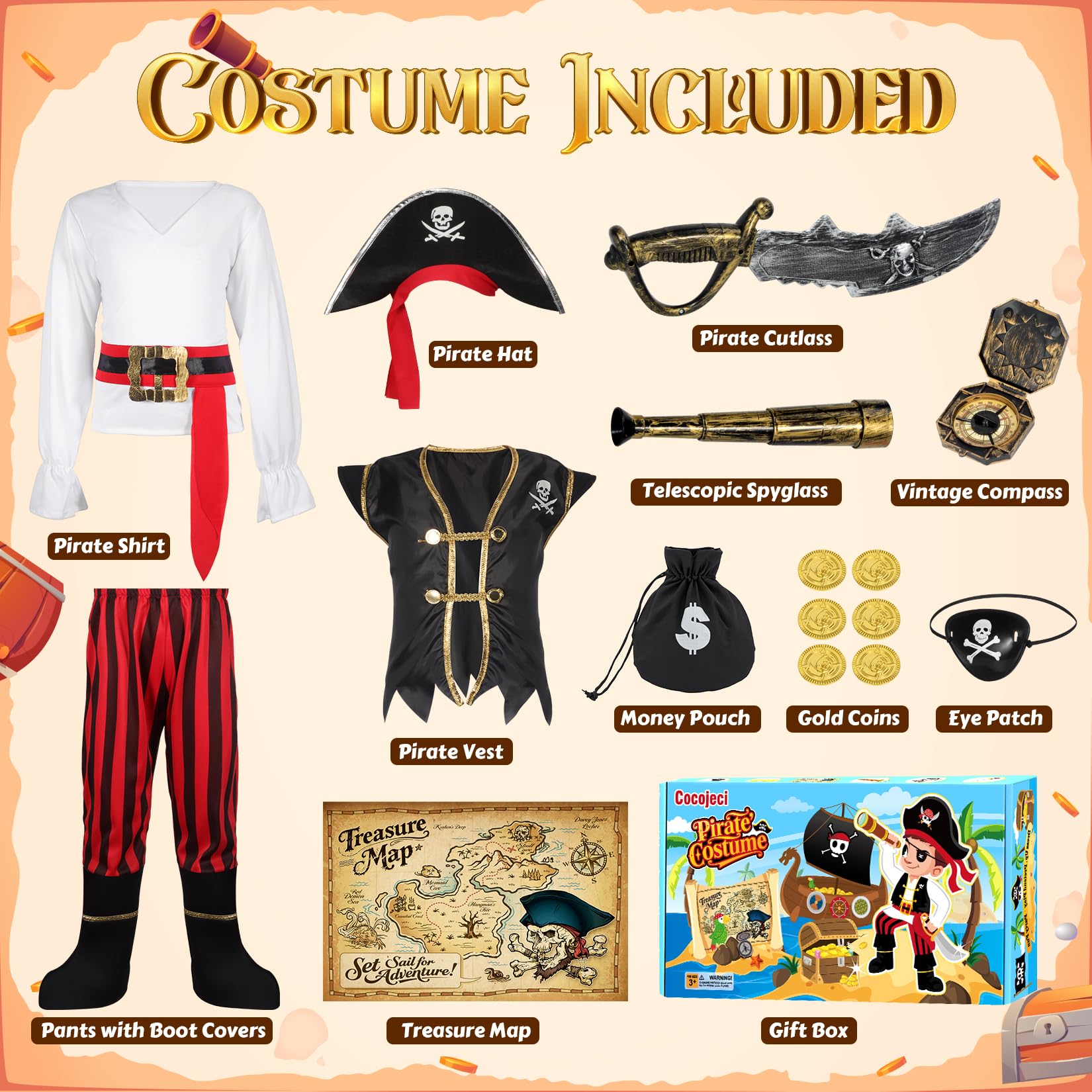 Cocojeci pirate cutlass sword close-up for imaginative adventures