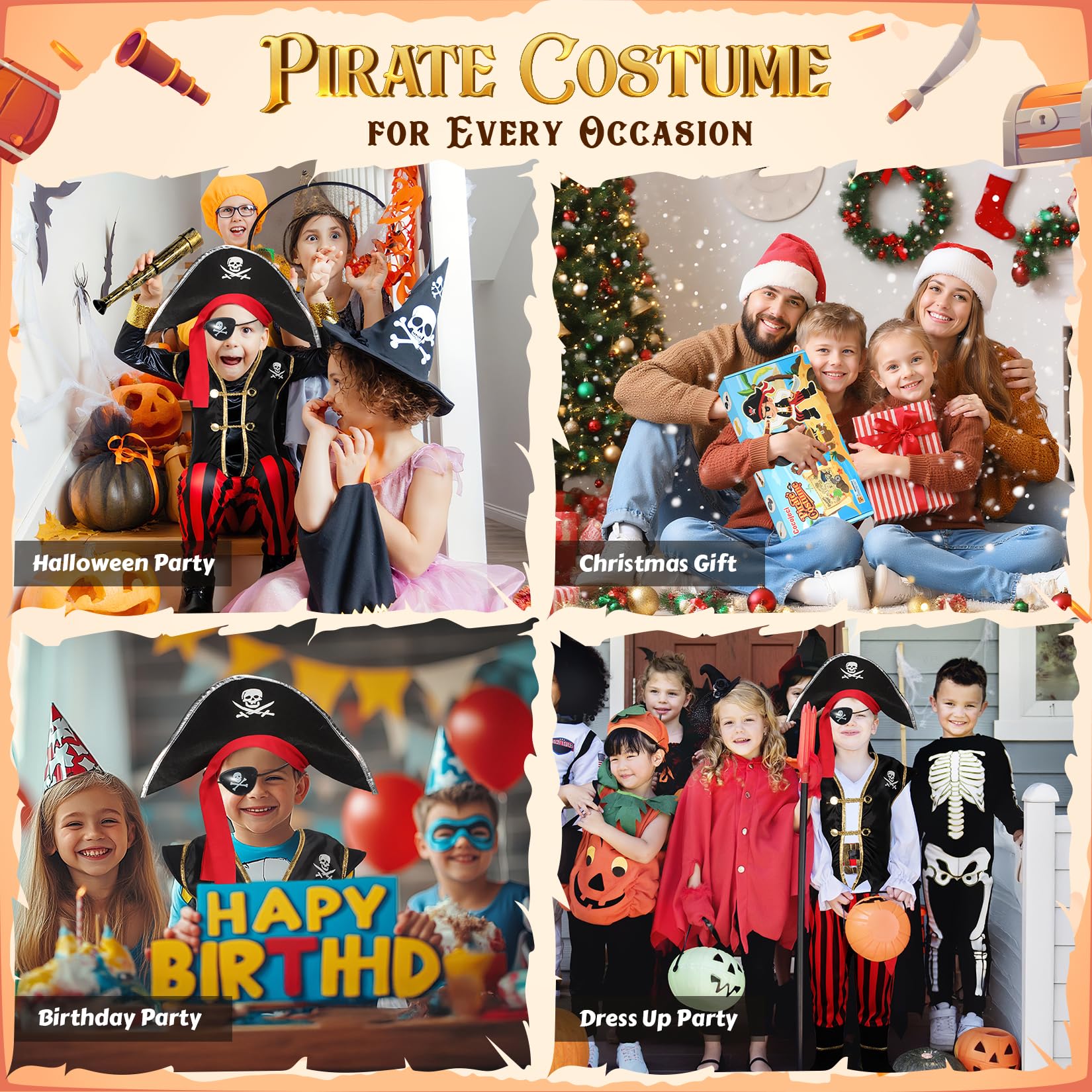 Cocojeci pirate hat with headband, secure and playful role play