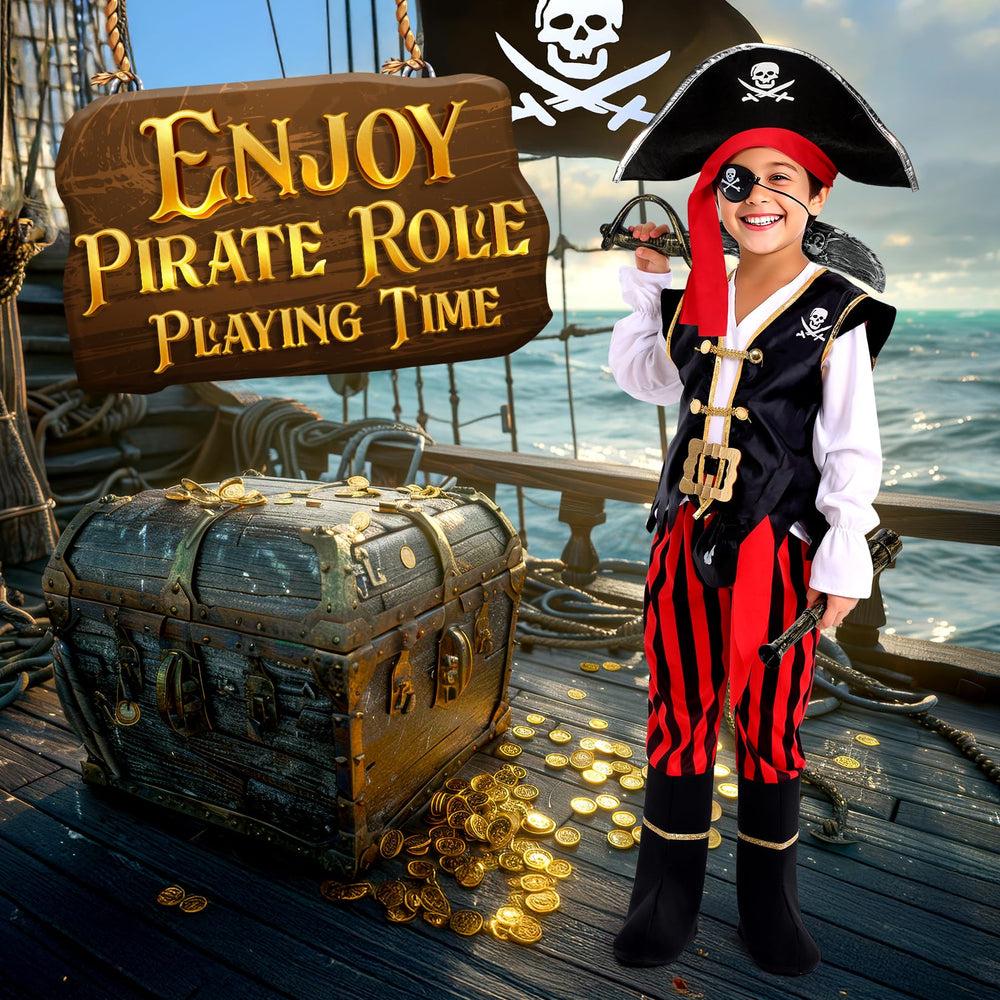 Cocojeci pirate shirt and vest detail, easy dressing for kids
