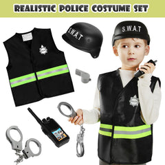 Cocojeci police walkie-talkie for authentic dialogue during play.
