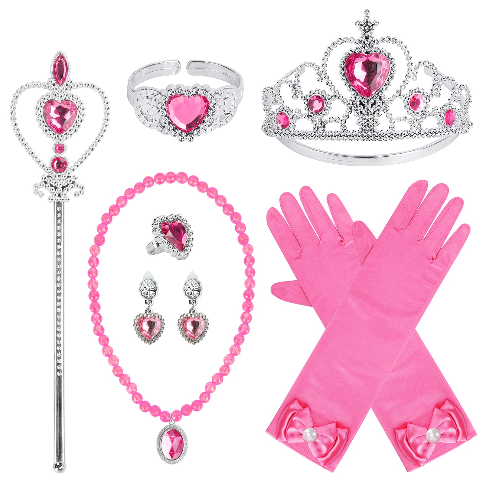 Cocojeci princess gloves in rose color for imaginative dress-up play and comfortable fit.