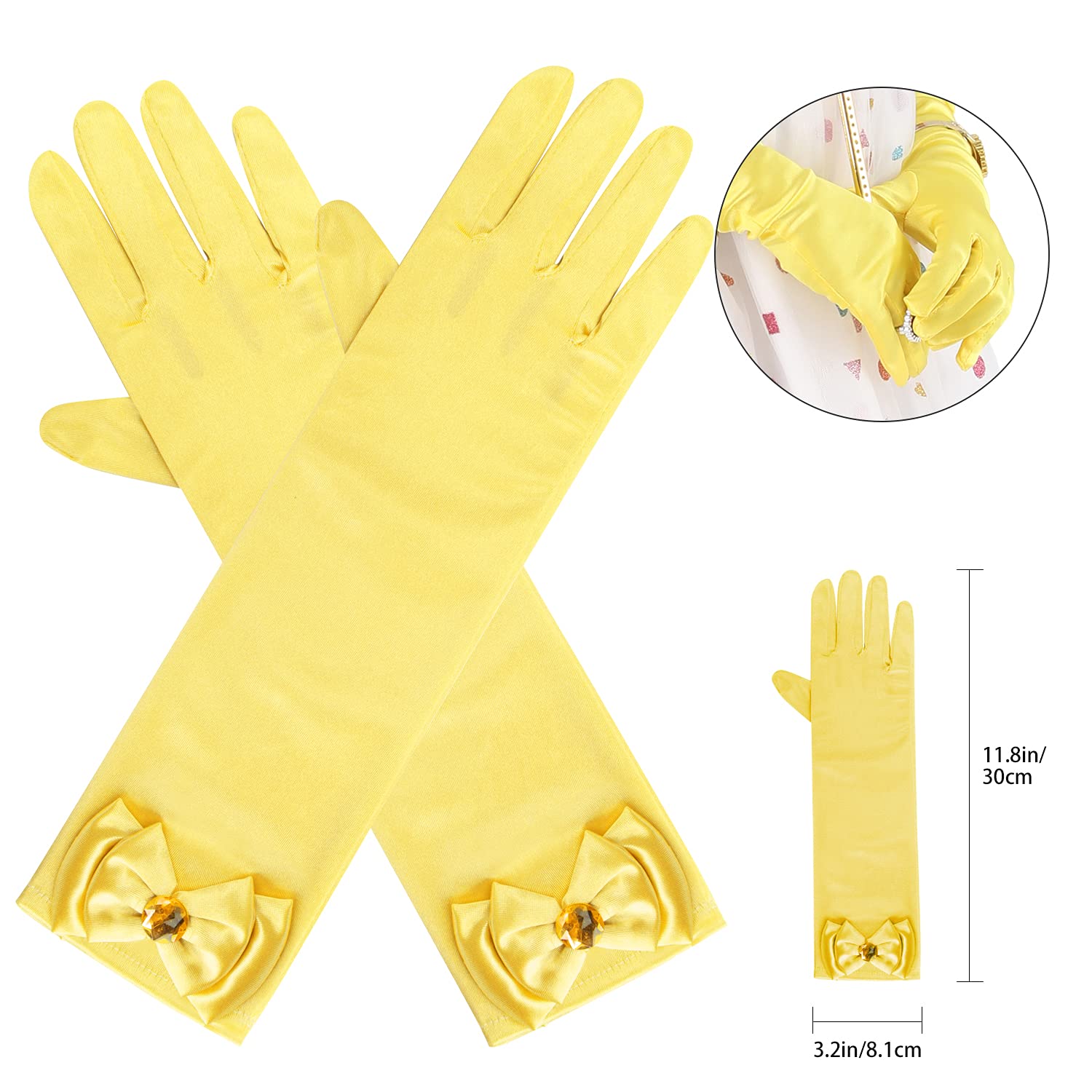 Cocojeci princess gloves provide free-size comfort during dress-up adventures.