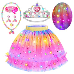 Cocojeci princess dress-up skirt with LED lights adds magical glow for pretend play.