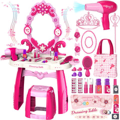 Cocojeci toddler vanity with lighted mirror enhances pretend play with soft illumination
