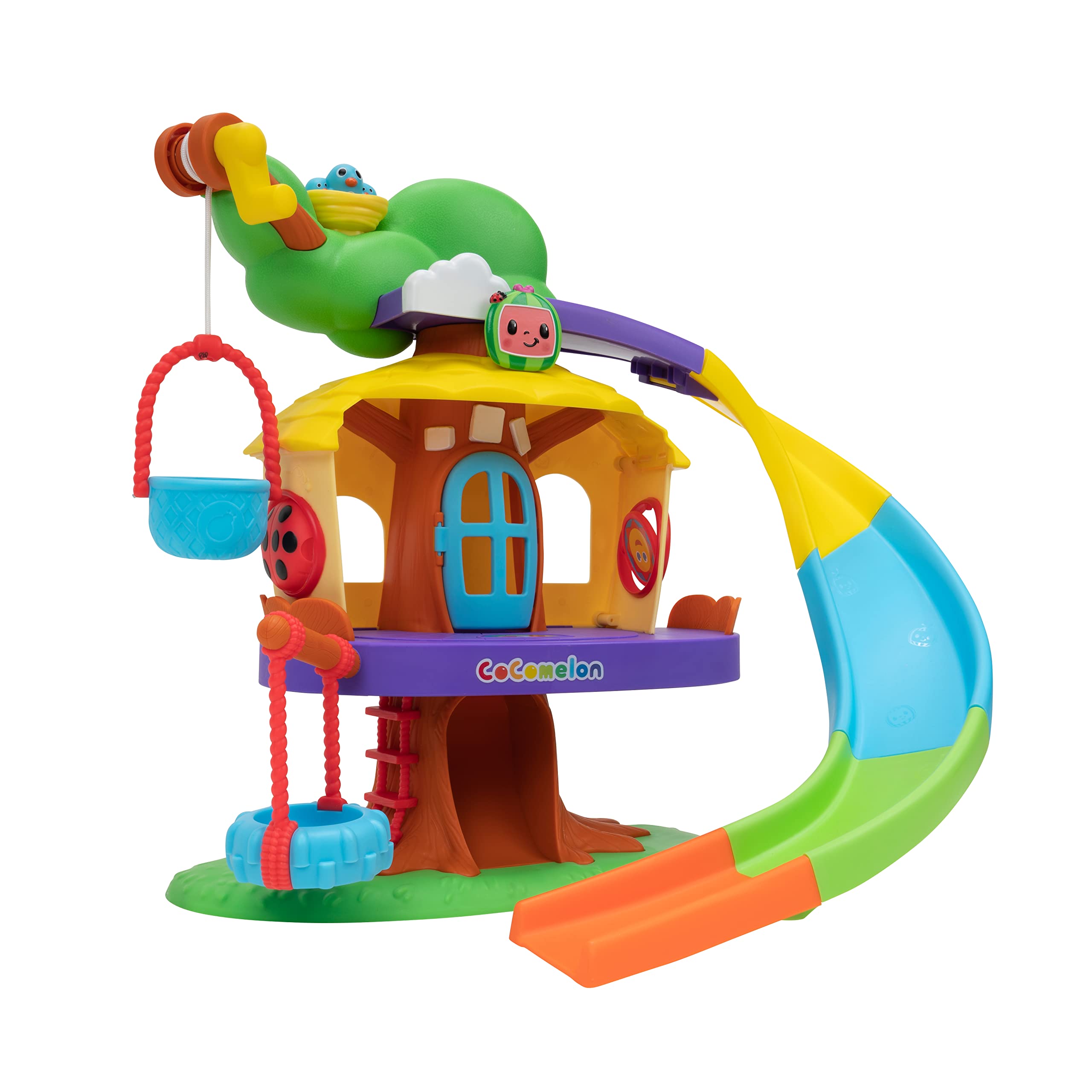 CoComelon Deluxe Clubhouse basket-elevator offers simple vertical fun and storytelling.