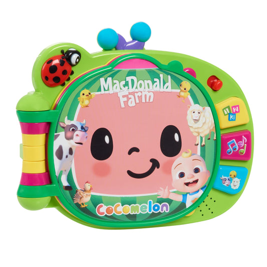 CoComelon Learning Book front view with bright colors and large buttons for toddler learning.