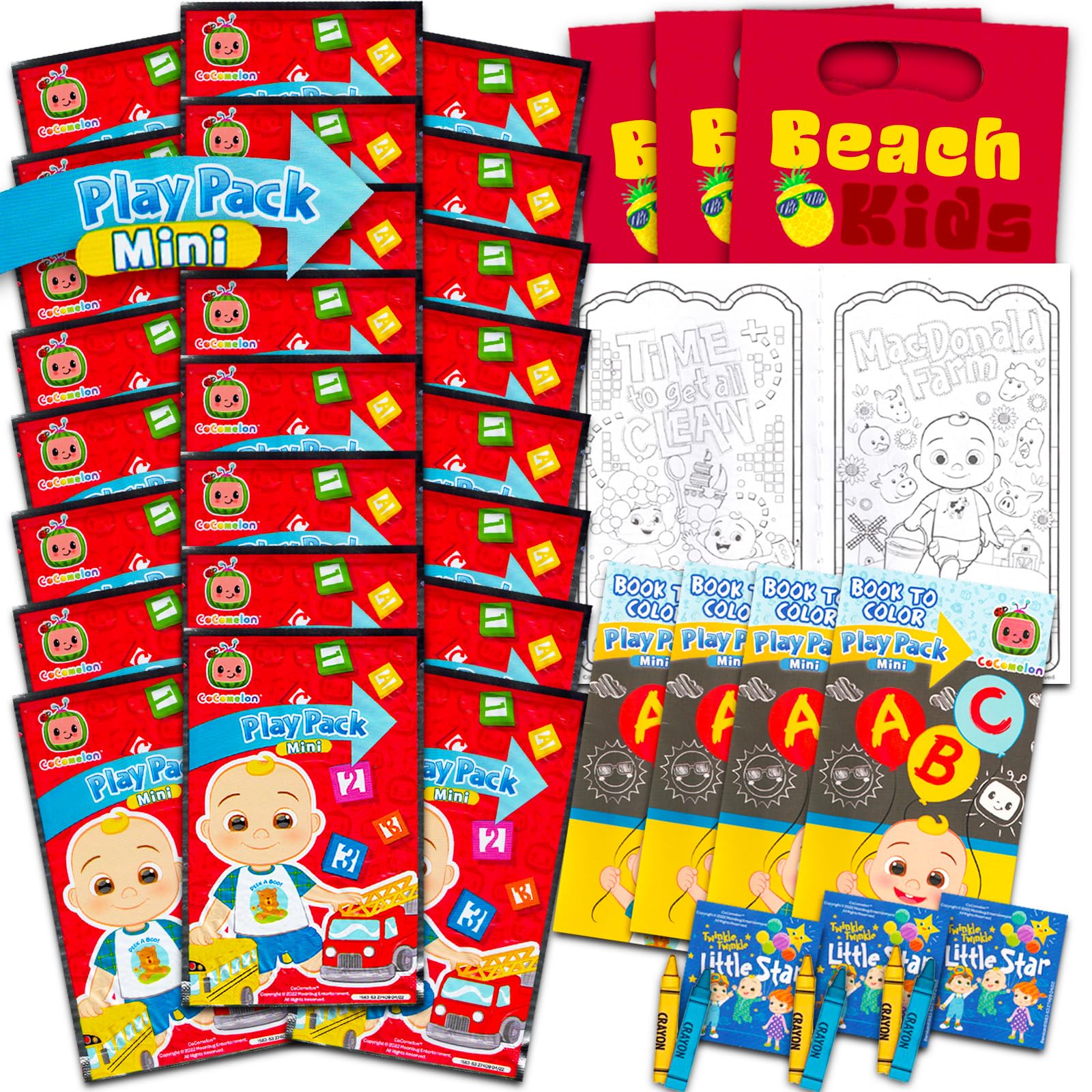 CoComelon mini favors packaging highlights vibrant branding for easy gift bag presentation.