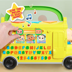 CoComelon bus words mode provides words starting with each letter to boost vocabulary